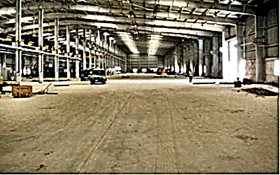 Surface bed in large warehouse.