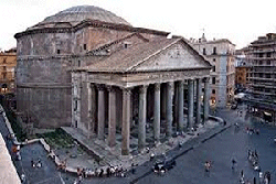 High level photo of Entrance portal and round Pantheon.